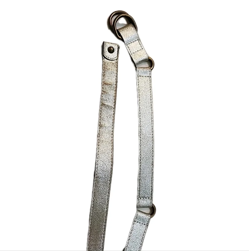 Gap Women's Metallic Silver Distressed Look Waist Belt Double Ring XS Minimalist